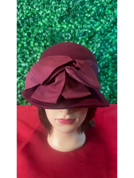 Vtg Lady Stetson Burgundy Wool Doeskin Felt Hat George Bollman ACTWU Union Made